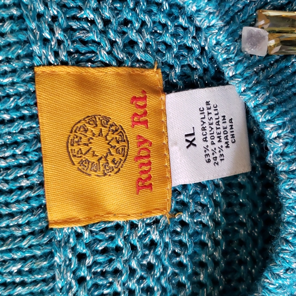 Ruby Rd. Turquoise Sweater XL - Picture 2 of 4